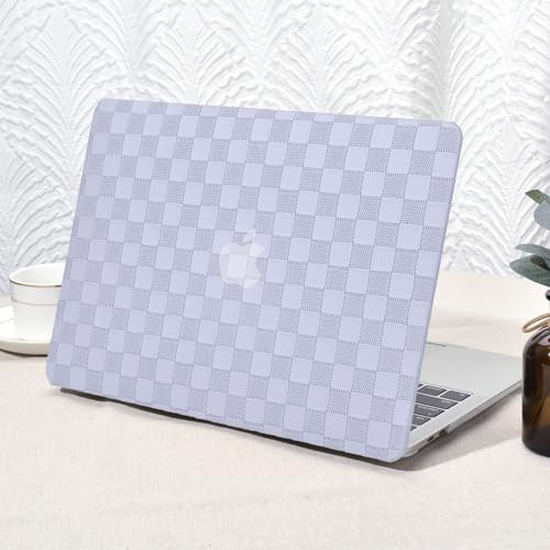 Vozehui Compatibile con MacBook Air 13 Custodia2022 2021 2020 2019 2018 Release A1932 A2179 M1 A2337 Touch ID, Elegante Custodia Rigida in Plastica in Pelle Cover per Tastiera Trasparente, Griglia in