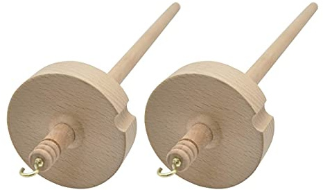 Lizusidtsy 2Pcs Drop Spindle for Wool Yarn Top Whorl Drop Spindle Hand Carved Wooden Tool for Beginners