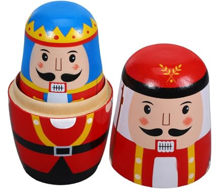 Anneome 1 Set Nutcracker Matryoshka Toys for Russian Dolls Toys Stacking Dolls Russian Nesting Dolls Christmas Nutcracker Nesting Dolls Christmas Party Favors Wood
