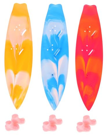 Abaodam Kleiner Surfbrett Modellset Für Puppen Surfbretter Aus Kunststoff 3 Stück Bunt Mit Puppenstiefeln Für Kinder Teenager Sommerdekoration