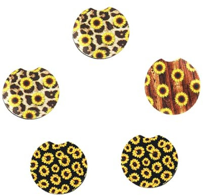 5 Piezas Tapete para Beber Alfombrilla Redonda Estera del Portavasos del Vehículo Portavasos De Neopreno Esteras Portavasos Soporte De La Taza De Café Posavasos De Corcho Auto Ciieeo