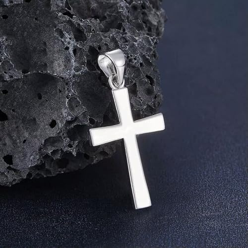 Anhänger aus echtem Platin 950, Lucky Bless, glatt, Kreuz-Anhänger, 1,8–1,9 g