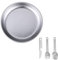 Telituny Set di piatti in titanio, 22 cm, in puro titanio con cucchiaio, forchetta, coltello combinabile, colore naturale, portatile, combinabile, per alimenti, carne, salsa di frutta, dessert