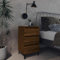 SDWEHO7 Nachtschrank mit 3 Schubladen und Vier Metallbeinen, Schlafzimmer-Möbel, Nachttisch, Beistelltisch, Nachtkommode für Boxspringbett, Nachtkonsole, Braun Eichen-Optik 40x35x69 cm