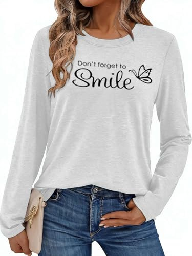 Pawate Damen Langarmshirt Bedruck Oberteile Langarm Shirts Herbst Basic Tops Tunika