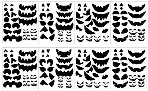 Halloween aufkleber | Gesichtsaufkleber Abziehbilder Dekorationskit | 8 Blätter machen Ihre eigenen Jack-O-Lantern, Halloween-Partyspiele, Bastelvorräte für Halloween Kids Party-Gefälligk