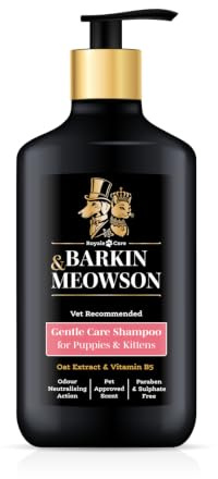Barkin & Meowson Puppy & Kitten Gentle Shampoo with Oat Extract, 350ml | Gently cleanses sensitive skin & coat. pH balanced, paraben & sulphate free. Vet recommended