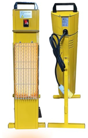 110V Electric Heater 1200W Portable Infrared Heater with Gold Heating Element, ON/OFF Switch, 2.5mm² Cable, 16A Plug Heavy Duty Ideal for Construction and Worksite Heating