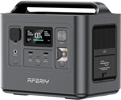 AFERIY Generateur Electrique Portable 800W, Station Electrique Portable 512Wh Charge Rapide en 1H, Générateur Solaire LFP, UPS, BMS, pour Camping/Maison/Bureau, 6Kg & Porte d'une Main, Garantie 7 Ans