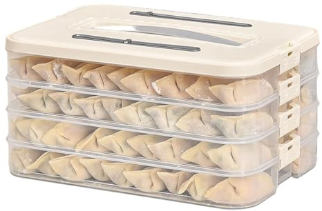 Klarsicht Küchen Gefrierschrank Organizer Mit Ineinandergreifenden Deckeln 4-lagiges Stapelbares Design Für Die Konservierung Von Gefrorenen Lebensmitteln. Effiziente Lebensmittelbehälter Für Den