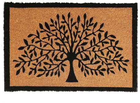 CKB LTD Tree of Life Novelty Doormat - Decorative Natural Coir Welcome Door Mat with Non Slip PVC Backing, Indoor Outdoor, Front Back, 60 x 40cm