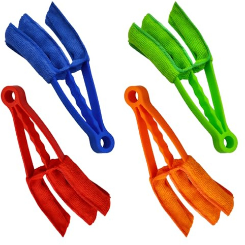 Lot de 4 brosses de nettoyage amovibles pour stores vénitiens - Outil de nettoyage pour stores vénitiens - Outil de nettoyage pour les trous d'aération de climatisation de voiture, intérieurs de
