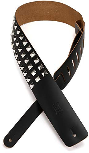 Levy's Gitarrengurt aus Leder mit Nieten 2,5 Zoll / 6,35 cm Schwarz