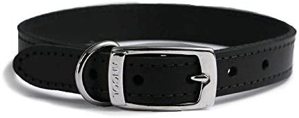 Ancol Heritage strapazierfähiges Leder-Hundehalsband, schwarzes Zaumzeug, Trainingszubehör, Druckguss-Passform für Stärke und Komfort, 20–26 cm, Größe 1