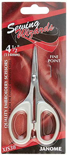 Janome JAN_XIS38 4.5-Inch Fine Point Embroidery Sewing Wizards Scissors, Metal, Purple, 9 x 12 x 16 cm