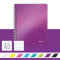 Leitz WOW Collegeblock A5 liniert, 160 Seiten, 80 Blatt FSC-zertifiziertes Papier 80 g/m², Doppelspiralbindung, PP-Einband, Notizbuch mit Sichthülle und Lineal, Für Büro oder Schule, Violett, 46390062