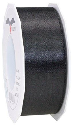 Präsent C.E. Pattberg Satin schwarz, 25 m Satinband zum Einpacken von Geschenken, 40 mm Breite, Geschenkband zum Dekorieren & Basteln, Dekoband, Anlass