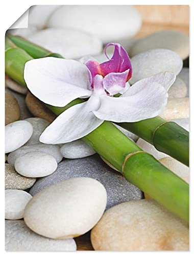 ARTLAND Poster Kunstdruck Wandposter Bild ohne Rahmen 30 x 40 cm Wellness Zen Stille Steine Pflanze Bambus Blume Orchidee T3BE