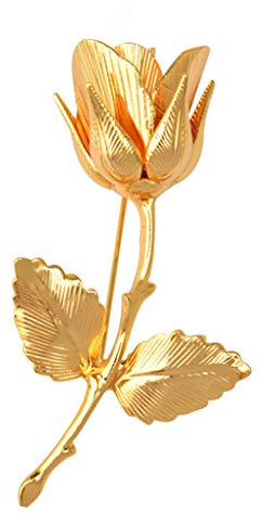 Generic - Broche Or Plaqué 24k Fleur Rose - Jaune Doré - Unisex - 6,7x4,3cm
