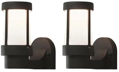 KONSTSMIDE 2er Set dimmbare Wandleuchte SIENA in Schwarz, Acrylglas opal, Außenbeleuchtung modern, 7513-752