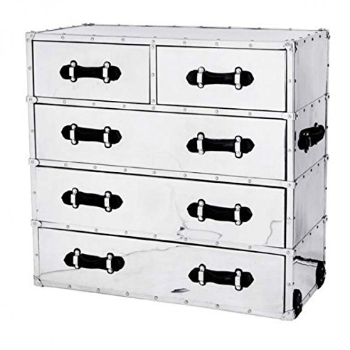 Casa Padrino Luxus Schubladen Schrank Vintage Flieger Design Aluminium/Schwarz - Kommode - Art Deco Barock Jugendstil Kofferschrank