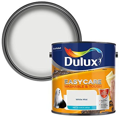 Dulux Easycare Washable and Tough Matt Emulsion Paint for Walls and Ceilings - White Mist 2.5 litres
