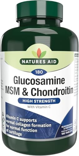 Natures Aid Glucosamine MSM & Chondroitin with Vitamin C – 180 Tablets