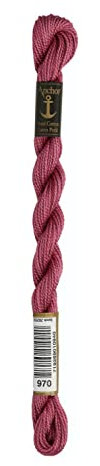 Anchor Perlgarn Stärke 5 4585000-00970 altrosa Stickgarn, 100 % Baumwolle, 5g Strängchen