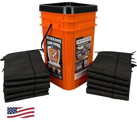Quick Dam QDGG5-10 Grab & Go Eimer 3 x 1,5 m Flutbarrieren, Orange, 5'