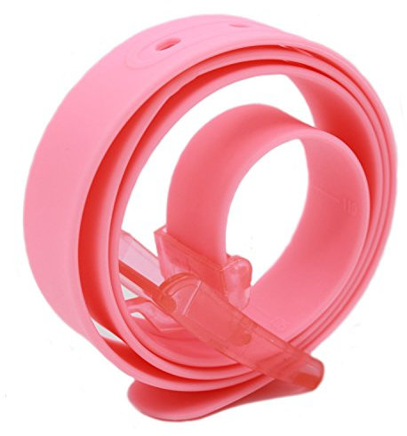 MEISHINE® 115 x 3,5 cm Candy Colour unisexe ceinture en silicone avec boucle plastique pour homme femme, rose, Taille Unique