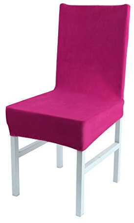 sourcing map Housse de Chaise de Salle à Manger Extensible Peluche élastique Lavable Protecteur Fuchsia