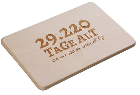 Brotzeitbrett mit Spruch zum 80. Geburtstag - Tage alt…aber wer zählt das schon mit? - Schneidbrett mit Alter in Tagen - Geburtstags-Geschenk - Schneidbrett | Maße: 22x14x1 cm (80. Geburtstag)