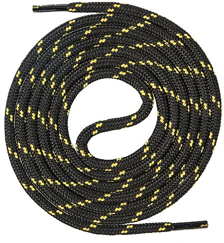 Mount Swiss lacci rotondi ø 4,5 mm – poliestere resistente per scarpe da lavoro, trekking e montagna – 1 paio – nero-giallo – 120cm