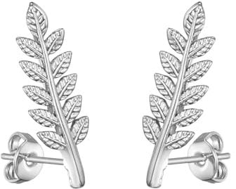 Philip Jones Silver Plated Leaf Earrings