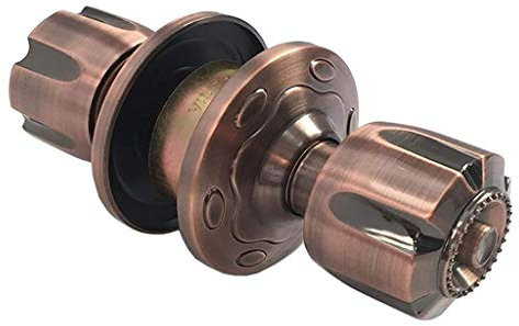 Tubayia Legierung Drehbar Rund Türknauf Türschloss Türgriff mit Schloss und 3 Stück Schlüssel (Kupfer)