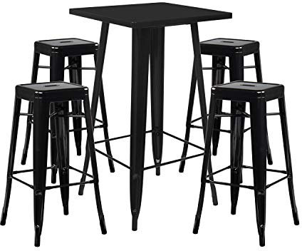 SKLUM Set Stehtisch LIX & 4 Barhocker LIX Schwarz