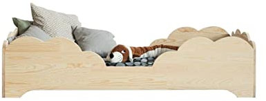 Mami Kids Chicchiè - Letto Montessori Bambini in Legno Naturale per Materasso 70x140 cm, Lettino Bambino con Doghe a 10 cm da Terra, Cameretta Bambina e Bambino - Made in Italy, 144x78x10H cm