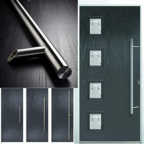 Avocet 32mm Quality T Bar Door Pull Bar Handle Cranked 304 Stainless Steel with fixings (550mm Back to Back (75mm Bolt))