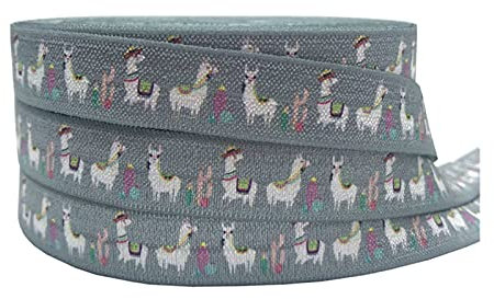 DUO ER 10 Yards 16mm Llama Tier gedruckt Falten Over elastische alpaka handgemachtes zubehör DIY haarkind Party dekor Band (Farbe : P937, Width : 10yard elasitc Band)
