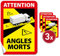 HAGEFOL Toter Winkel Attention Angles Morts LKW Aufkleber - 17 x 25 cm, 3 Stück - Luftkanalfolie: blasenfrei verkleben, Totwinkel Aufkleber Frankreich (für LKW)