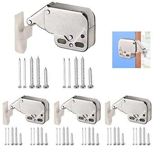 Srup 4 Pezzi Mini Chiavistello, Chiusura a Molla Dell'Armadio, Chiusura Doppio Rullo per Ante, Mini Latch a Pressione (Con Controparte)