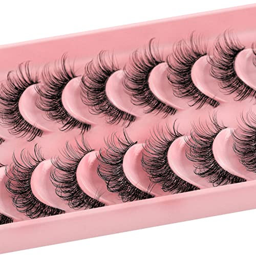 3D Falsche Wimpern,Natürliche Wimpern, Pure Handgemacht Natürlicher Look Flauschige Künstliche Wimpern,Multipack Strip Lashes 10 Paare (HY58)