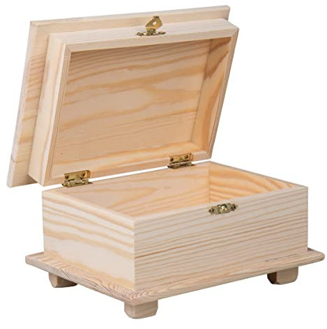 Rayher Holz Schatulle, FSC 100%, natur, 10,5 x 19 x 13,5 cm, Holzbox mit Deckel und Schnappverschluss, Holzkiste FSC zertifiziert, Aufbewahrungsbox zum Bemalen 64509505