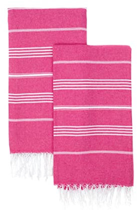 PARK&OZ Handtuch aus türkischer Baumwolle, leicht, vorgewaschen, saugfähig und schnell trocknend, sandfrei, übergroß, Handtücher für Strand, Pool, Badezimmer, Spa, Reisen, Fitness, Yoga (Fuchsia)