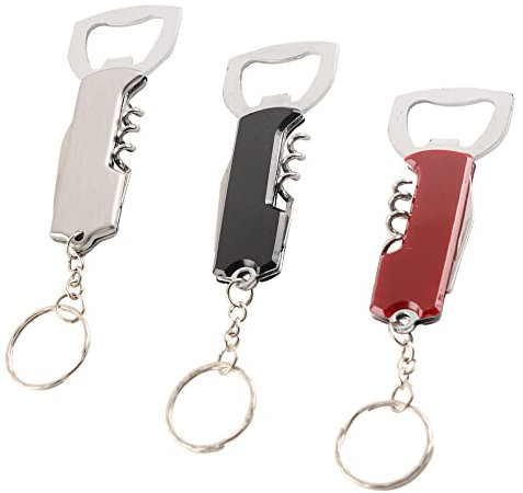3 Pcs Multifunctional Bottle Opener Wine Bottle Opener Keyring Corkscrew Waiters Corkscrew for Servers Bartenders