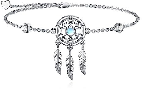 VONALA Traumfänger Armband 925 Sterling Silber Traumfänger Feder Kette Armbänder Boho Schmuck Geschenk für Frauen Damen