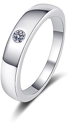 Herren Ring Silber, Runden Ring Silber 925 Damen Weiß Moissanite Ring 0.1ct Trauring Ehering Verlobung Hochzeit Geschenk Größe 56 (17.8)