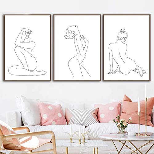 BROLEO Abstrakte Sexy Frau Körper Linie Zeichnung Kunstdruck Schwarz Weiß Weiblicher Akt Minimalistisches Poster Wandkunst Leinwand Malerei Schlafzimmer Dekor/Ohne Rahmen