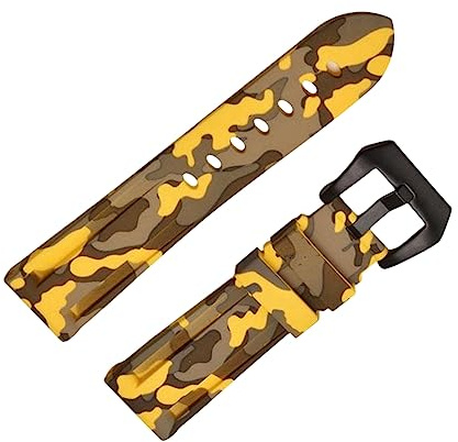 Uhrenarmband, Camouflage-Gu mmiband, 20-26 mm, wasserdichtes Armband, Uhrenarmband, Gelb Schwarz, 22mm