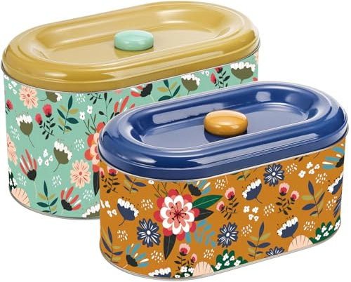 Coloch Lot de 2 bocaux à biscuits en métal avec couvercle, boîte de rangement décorative pour biscuits, biscuits, bonbons, collations, chocolat, 2 tailles